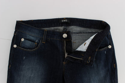 Blue CoSTUME NATIONAL C’N’C cotton bootcut jeans