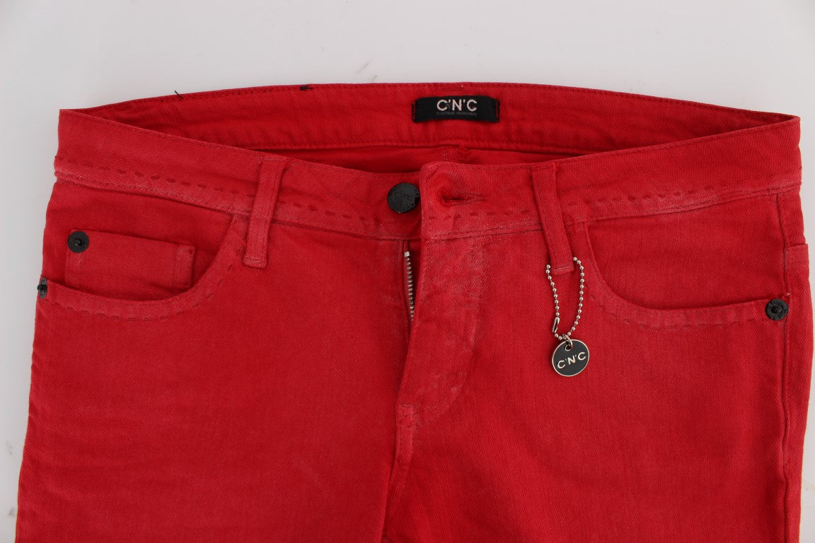 CoSTUME NATIONAL C’N’C Red Cotton Blend Jeans