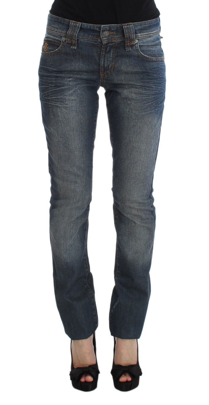 John Galliano Blue Wash Slim Fit Cotton Blend Jeans