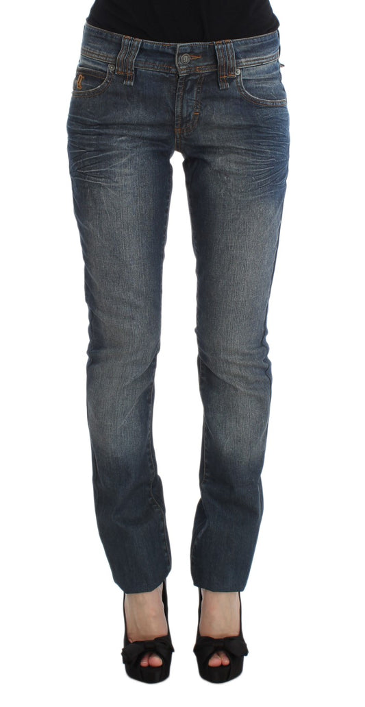 John Galliano Blue Wash Slim Fit Cotton Blend Jeans