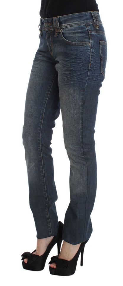 John Galliano Blue Wash Slim Fit Cotton Blend Jeans
