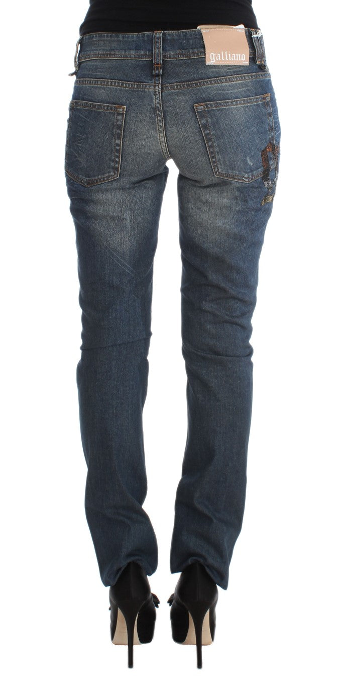 John Galliano Blue Wash Slim Fit Cotton Blend Jeans