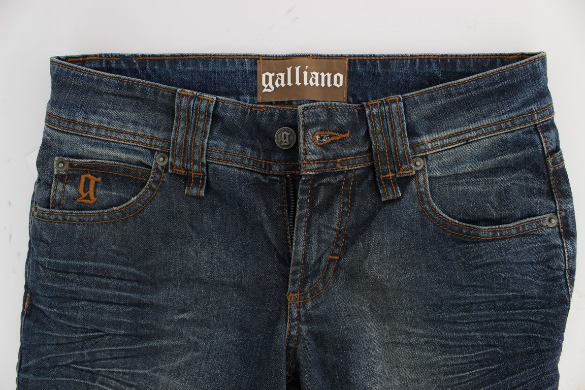 John Galliano Blue Wash Slim Fit Cotton Blend Jeans