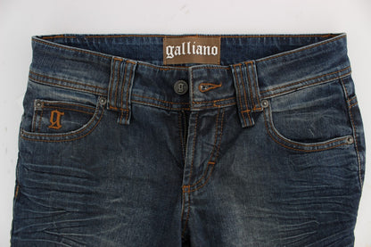 John Galliano Blue Wash Slim Fit Cotton Blend Jeans