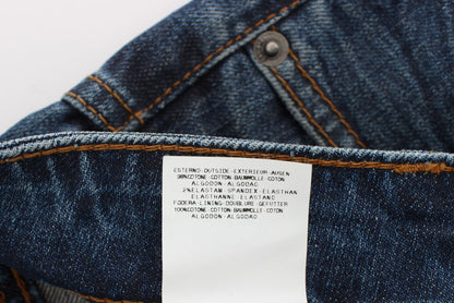 John Galliano Blue Wash Slim Fit Cotton Blend Jeans