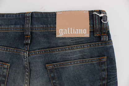John Galliano Blue Wash Slim Fit Cotton Blend Jeans