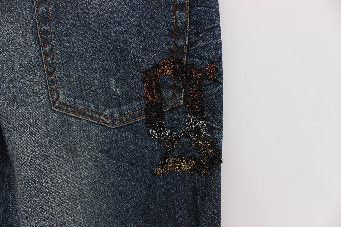 John Galliano Blue Wash Slim Fit Cotton Blend Jeans