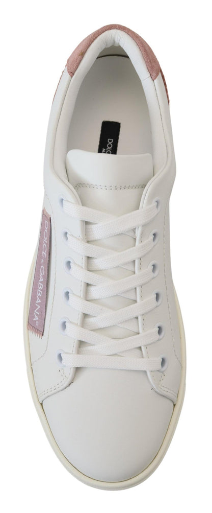 Dolce & Gabbana Leather Low-Top Sneakers – White/Pink