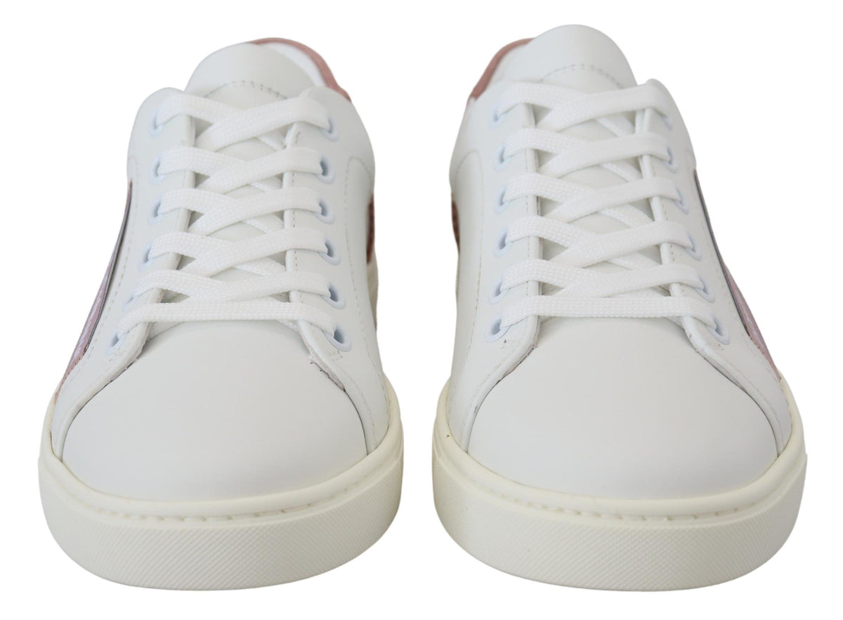 Dolce & Gabbana Leather Low-Top Sneakers – White/Pink