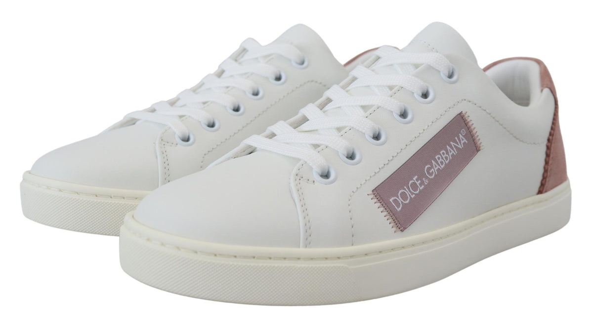 Dolce & Gabbana Leather Low-Top Sneakers – White/Pink