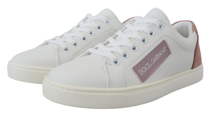 Dolce & Gabbana Leather Low-Top Sneakers – White/Pink