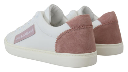 Dolce & Gabbana Leather Low-Top Sneakers – White/Pink
