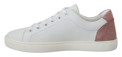 Dolce & Gabbana Leather Low-Top Sneakers – White/Pink