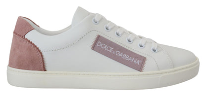 Dolce & Gabbana Leather Low-Top Sneakers – White/Pink