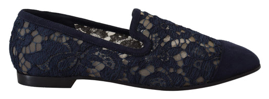Dolce & Gabbana floral lace slip-on loafers – blue