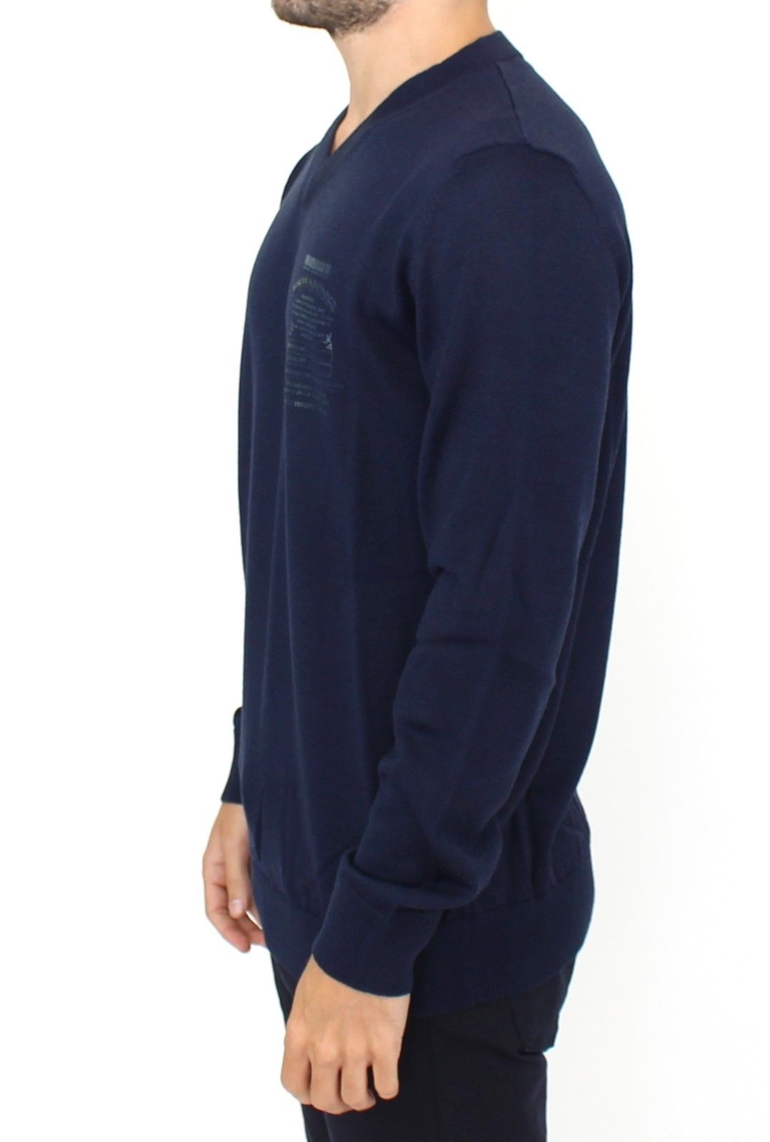 Blue Ermanno Scervino V-neck pullover sweater in acrylic and wool