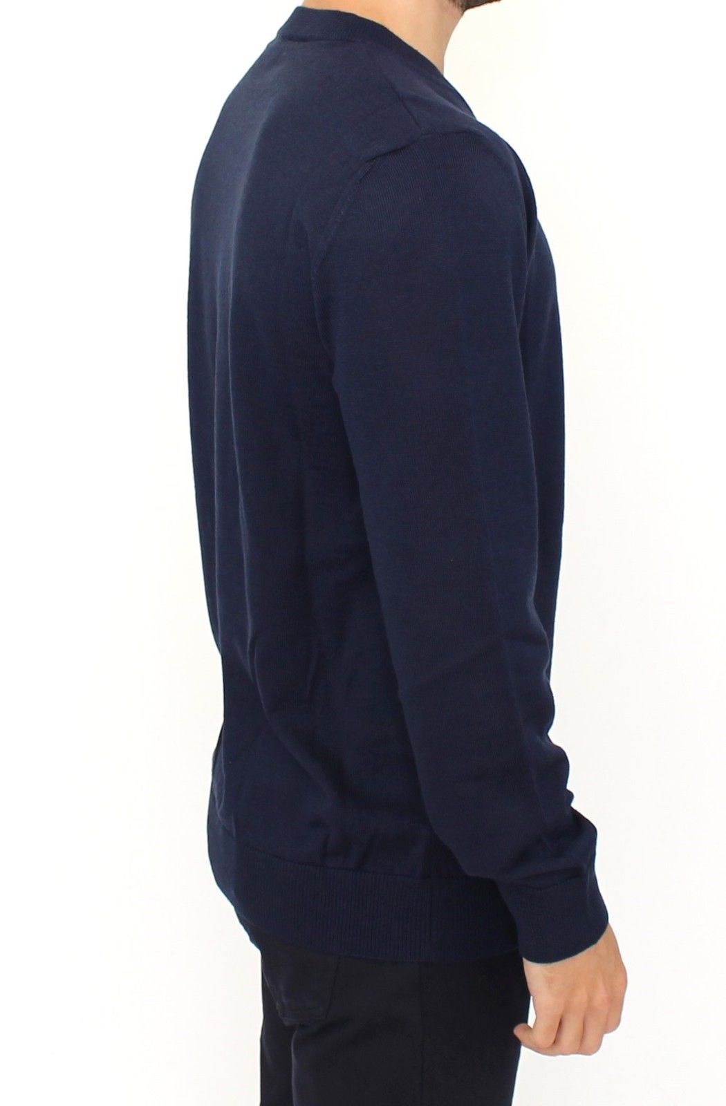 Blue Ermanno Scervino V-neck pullover sweater in acrylic and wool