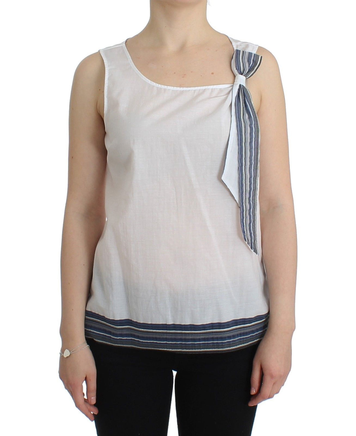 Ermanno Scervino white and blue cotton-blend top