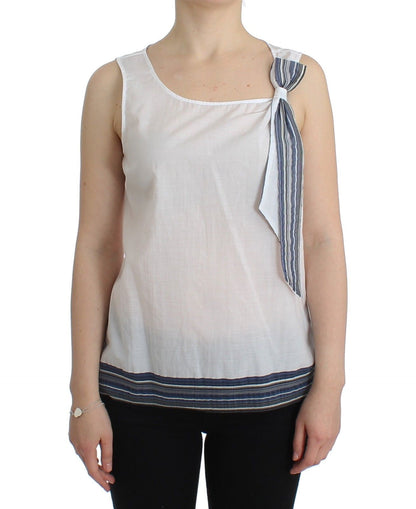 Ermanno Scervino white and blue cotton-blend top
