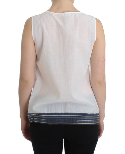 Ermanno Scervino white and blue cotton-blend top