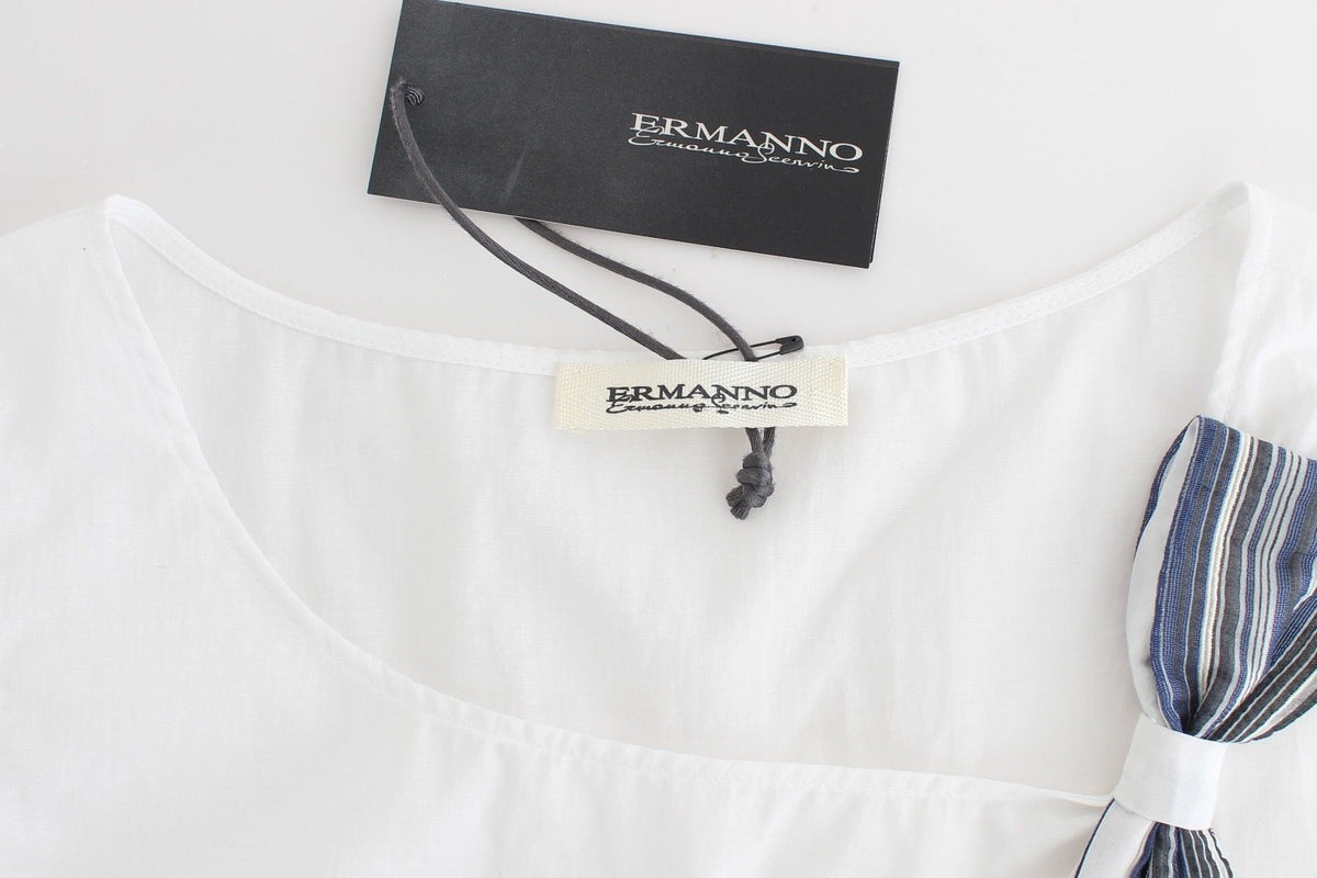 Ermanno Scervino white and blue cotton-blend top
