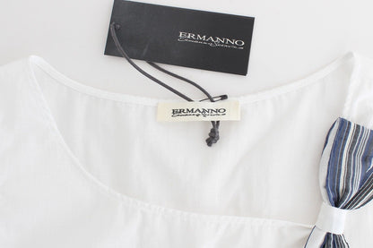 Ermanno Scervino white and blue cotton-blend top