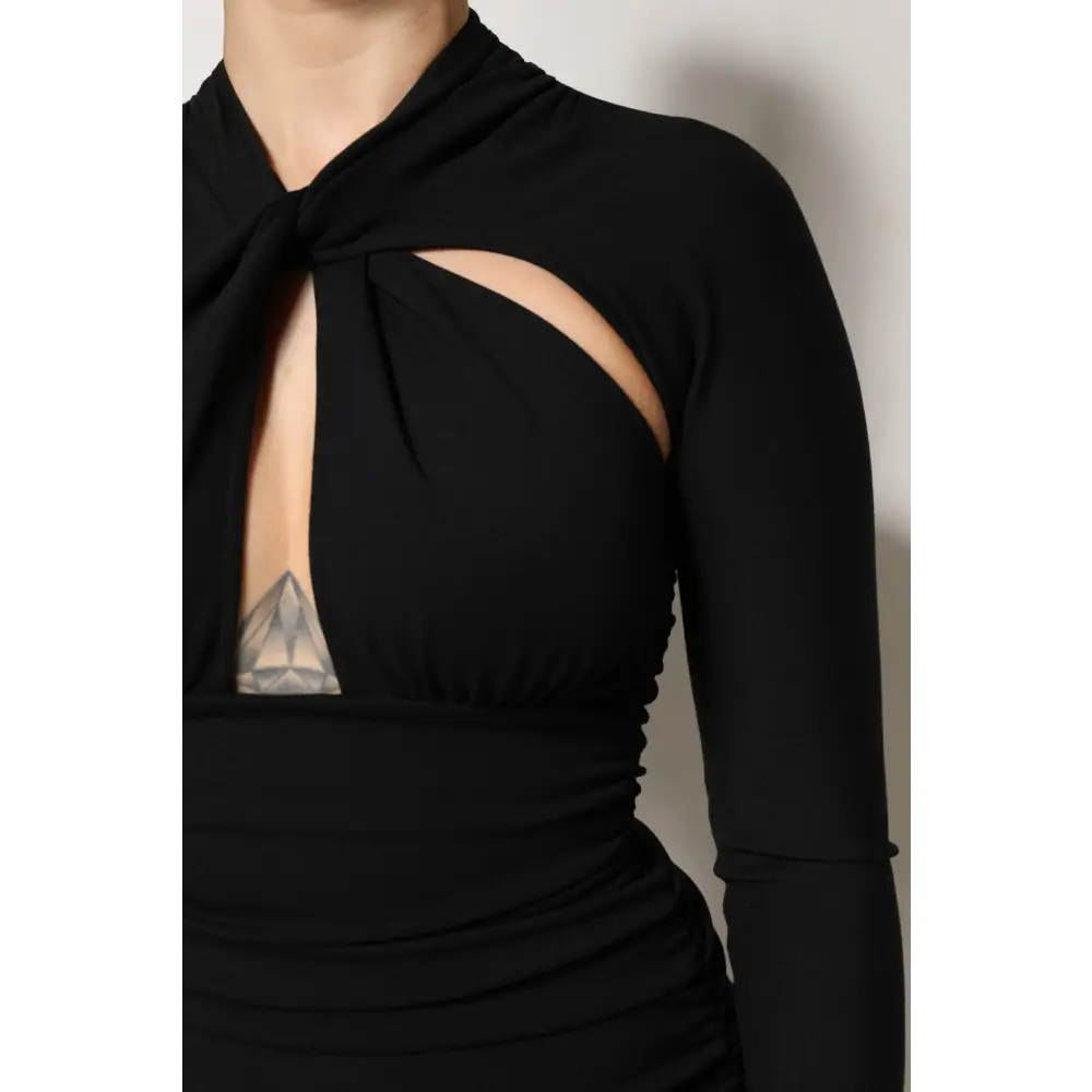 Dolce & Gabbana gabbana black long kvindes garderobe med draped halsudskæring