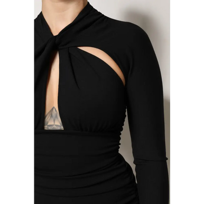 Dolce & Gabbana gabbana black long kvindes garderobe med draped halsudskæring