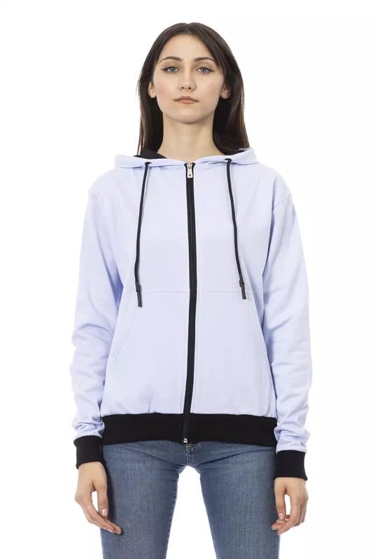 Baldinini Trend purple cotton sweater with adjustable hood