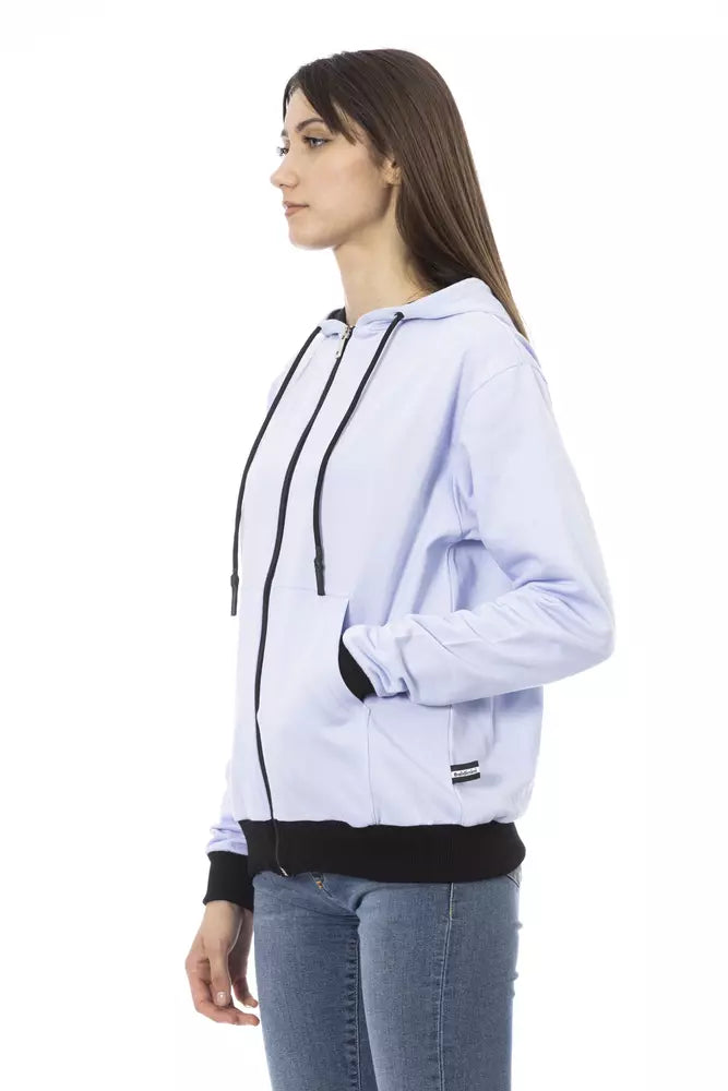 Baldinini Trend purple cotton sweater with adjustable hood
