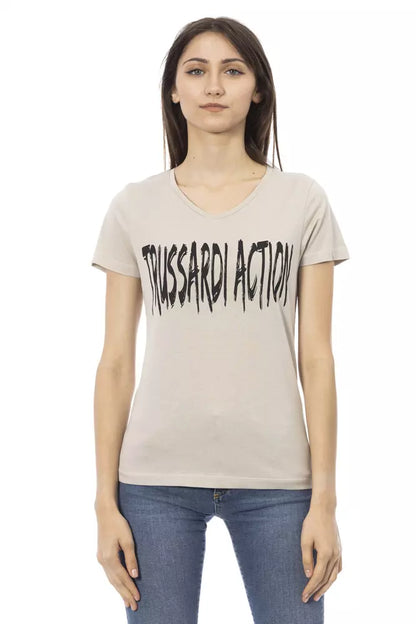 Trussardi Action beige cotton and viscose women's T-shirt