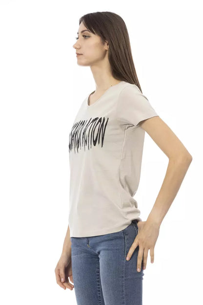 Trussardi Action beige cotton and viscose women's T-shirt
