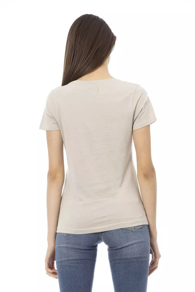 Trussardi Action beige cotton and viscose women's T-shirt