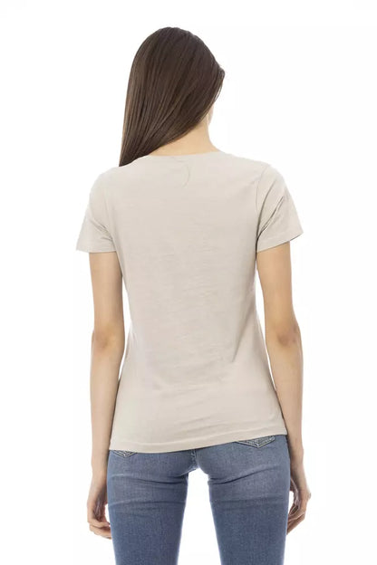 Trussardi Action beige cotton and viscose women's T-shirt