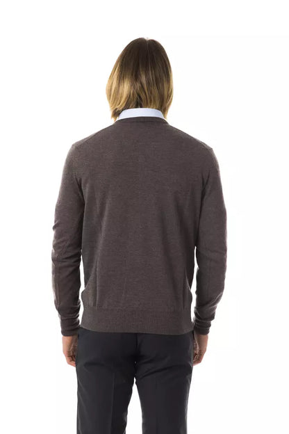 Gray Uominitaliani V-neck merino wool sweater