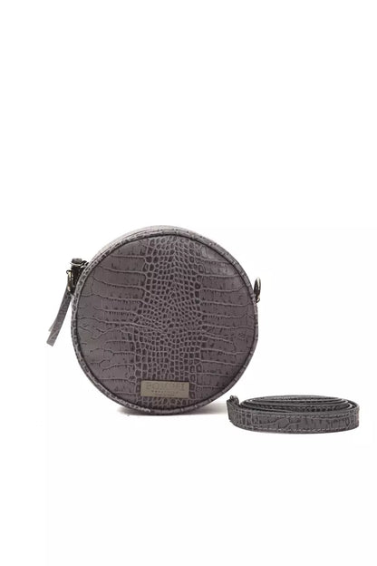 Pompei Donatella gray leather crossbody bag with crocodile print