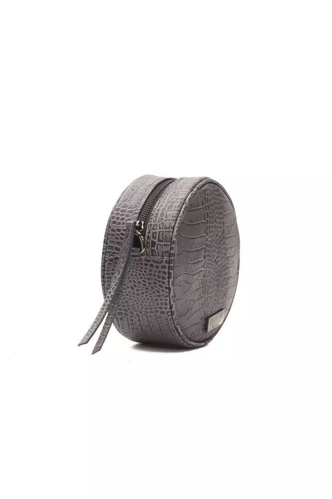 Pompei Donatella gray leather crossbody bag with crocodile print