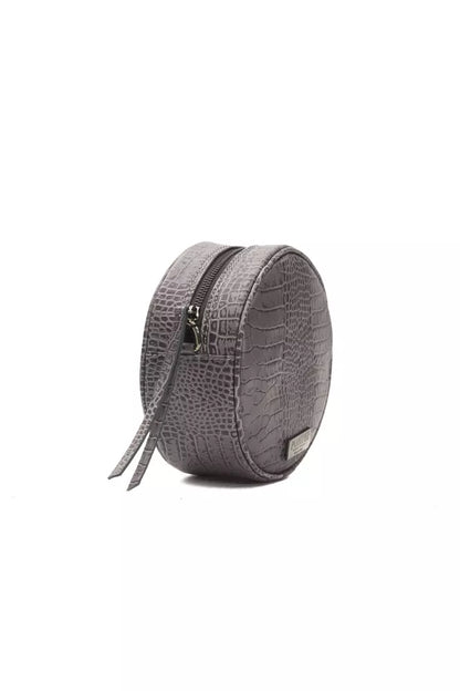 Pompei Donatella gray leather crossbody bag with crocodile print