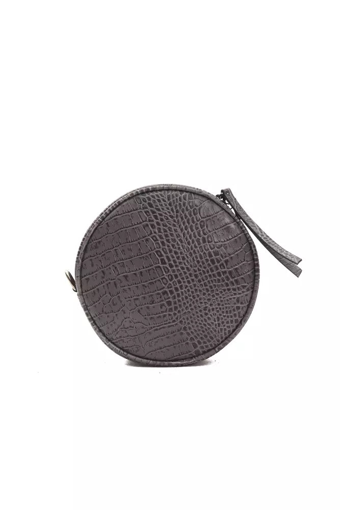 Pompei Donatella gray leather crossbody bag with crocodile print