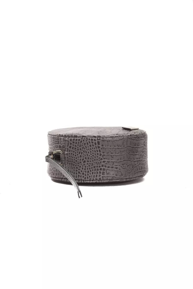 Pompei Donatella gray leather crossbody bag with crocodile print