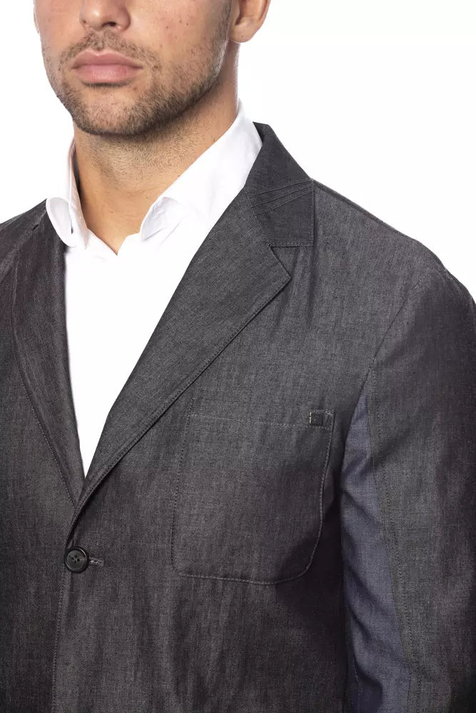 Verri Men's Single-Breasted Cotton-Blend Blazer – Grey