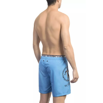 Bikkembergs Light Blue Polyester Men Swim Short