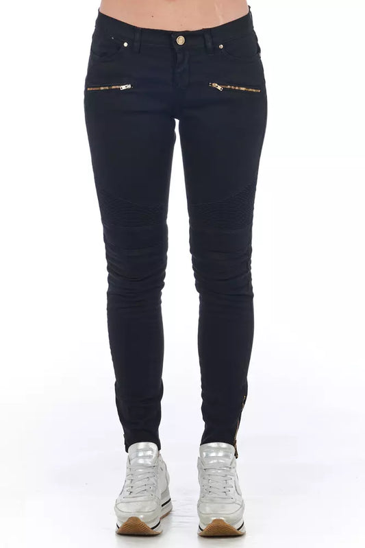Frankie Morello Cotton-Blend Biker Jeans – Black