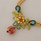 Dolce & Gabbana Elegant Alua Gold-Tone Floral Fruit Necklace