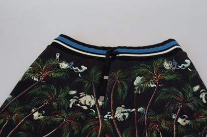 Dolce & Gabbana Black Cotton Volcano Print Casual Shorts