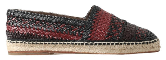 Dolce & Gabbana black and bordeaux buffalo leather espadrilles