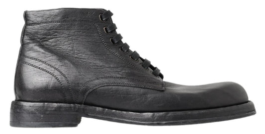 Dolce &amp; Gabbana Black Horse Leather Perugino Boots