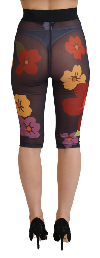 Dolce & Gabbana black floral print leggings in PA and elastane