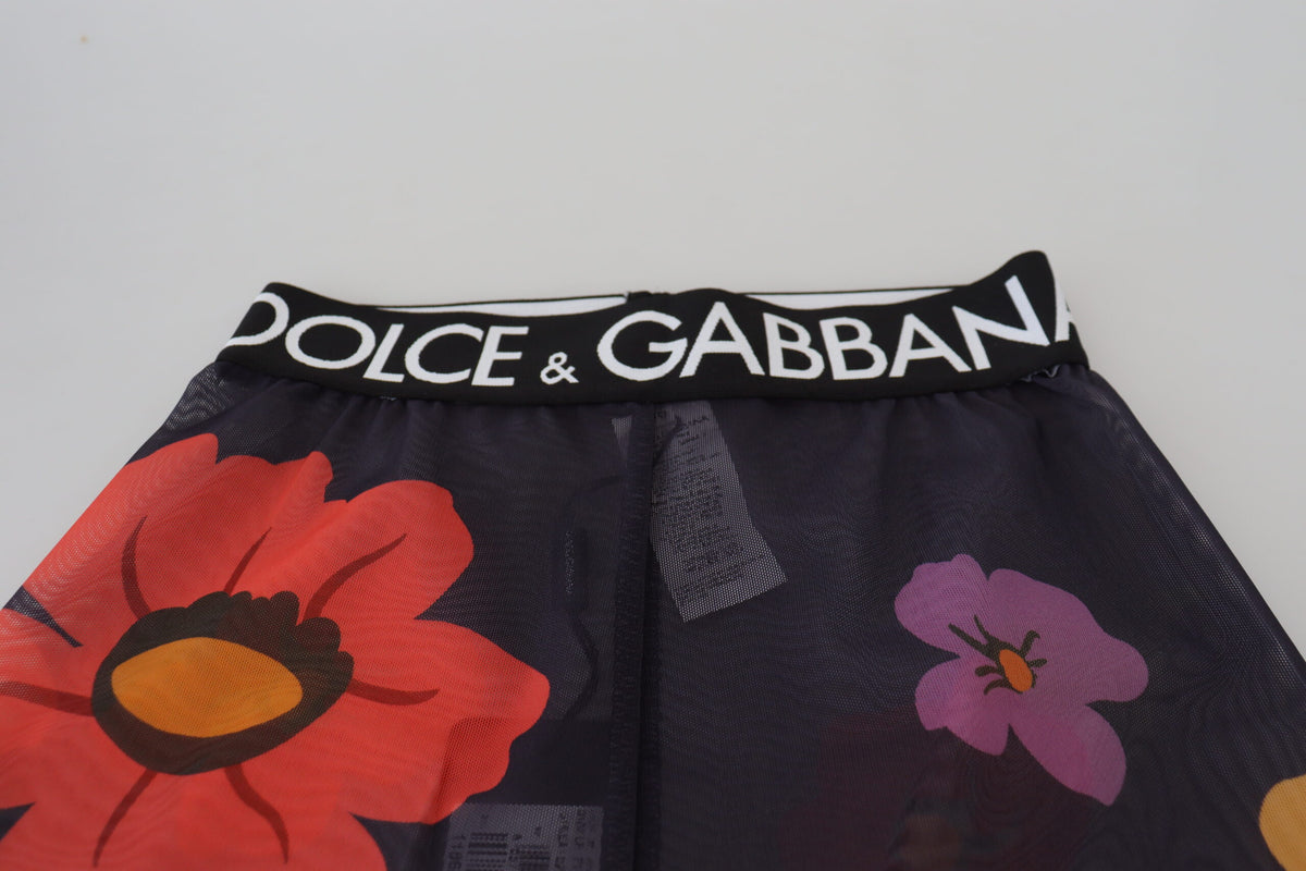 Dolce & Gabbana black floral print leggings in PA and elastane