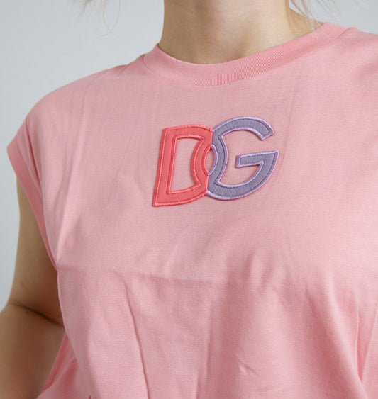 Dolce & Gabbana pink cotton crew neck tank top